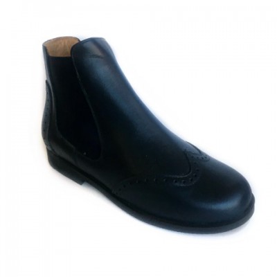A-2644 Navy Leather Chelsea Boots
